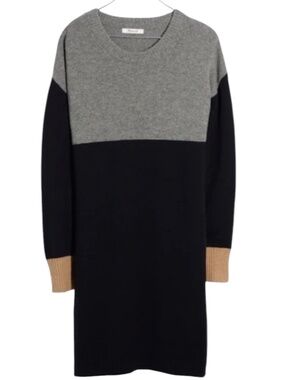 Madewell Color Block Oversized Sweater Dress 100% Merino Wool Size XS J9306